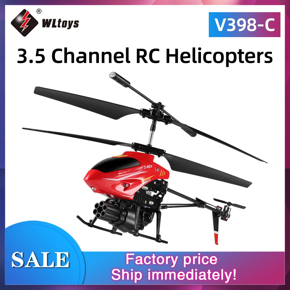 Wltoys RC 헬리콥터 V398-C 비행기 발사 헬리콥터 2.4GHZ 6 축 자이로 압력 고도 3PCS 모터 원격 제어 항공기