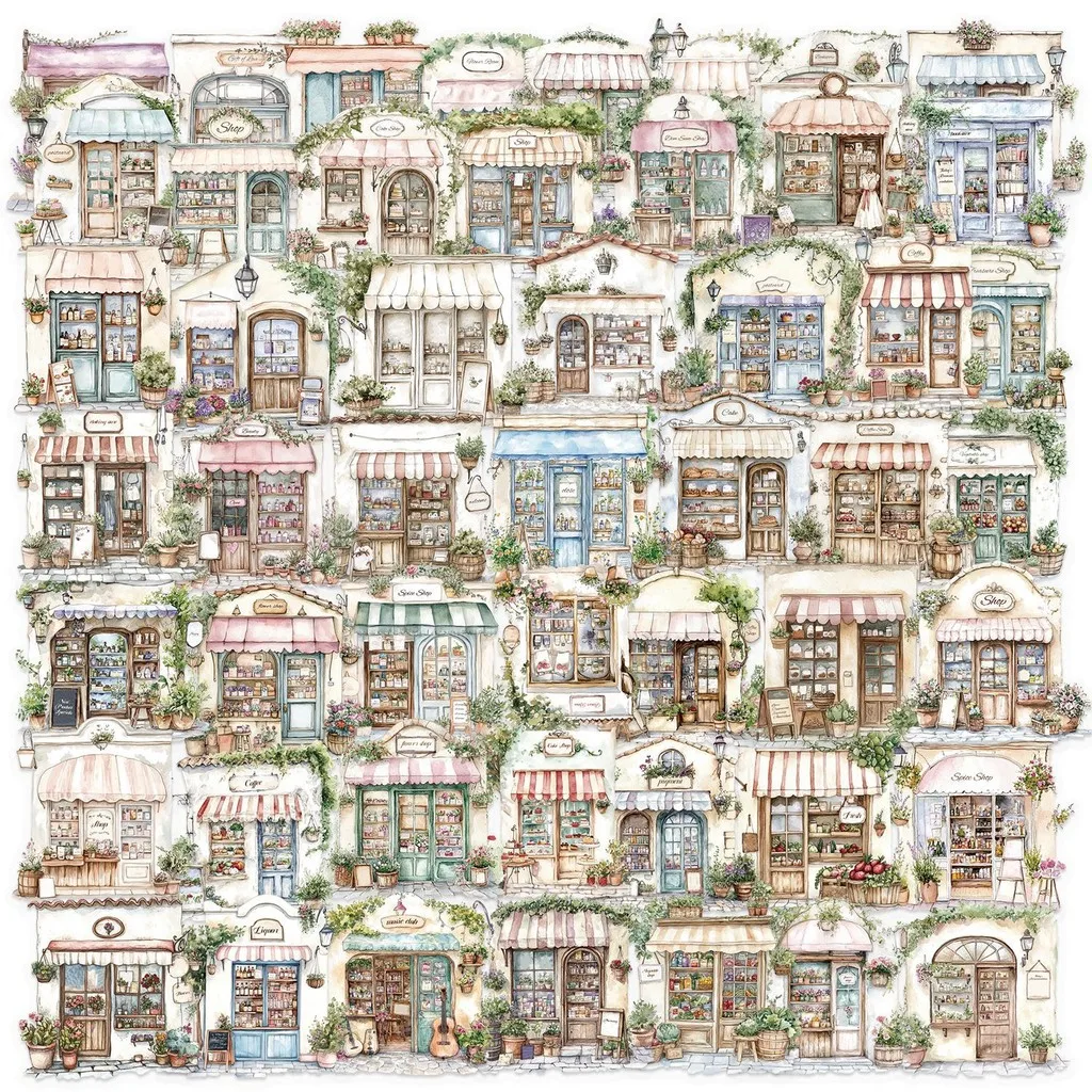 50Pcs Transparent Watercolor Shop Stickers - Waterproof PET Decor for Journals, Guitars & Notebooks( Anime Worlds Store)