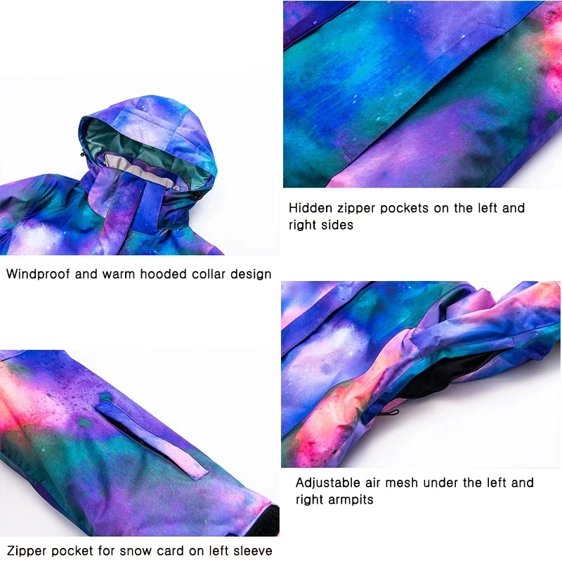 Women Winter Ski Jacket Windproof Waterproof for Outdoor Sports