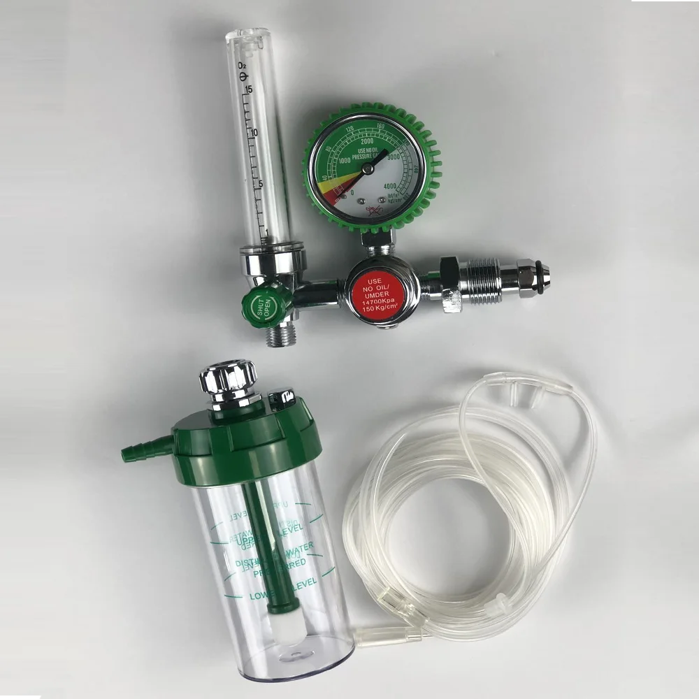 G5/8 Full Body Inch Thread Brass Hospital or Home Medical Oxygen Regulator with Humidifier Bottle