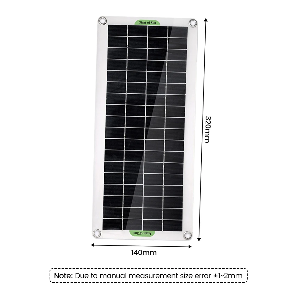 SUNYIMA 1PCS 320*140MM 12V 30W Flexible Polycrystalline Solar Panel Dual USB Regulator Charging Mobile Phone Solar Cell