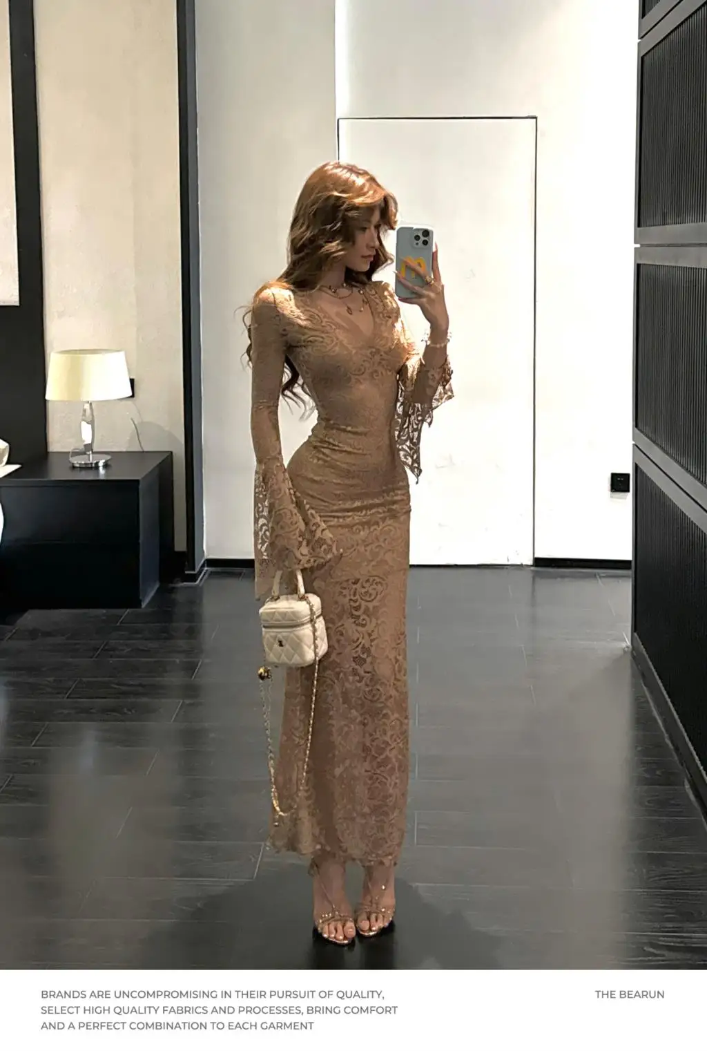 Sexy Bodycon Lace Long Dresses for Women V-neck Flare Sleeves Slim Mermaid Evening Party Dress Club Prom Robe Ladies Vestidos