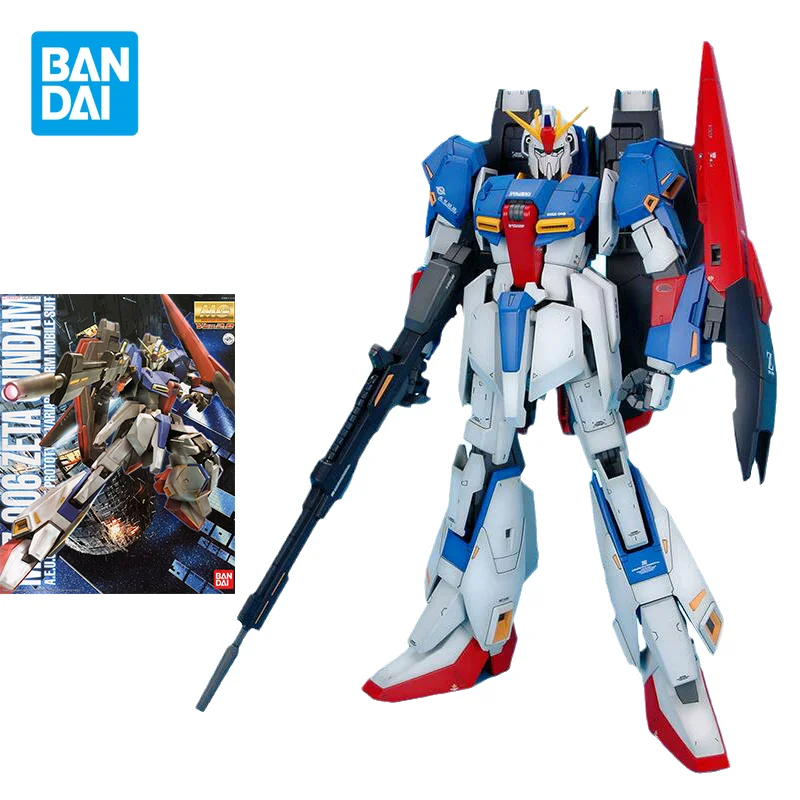 

Bandai Gundam Anime Figure Assembly Model MG 1/100 ZETA Ver.2.0 Action Figures Collectible Model with Base Toys Gifts for Kids