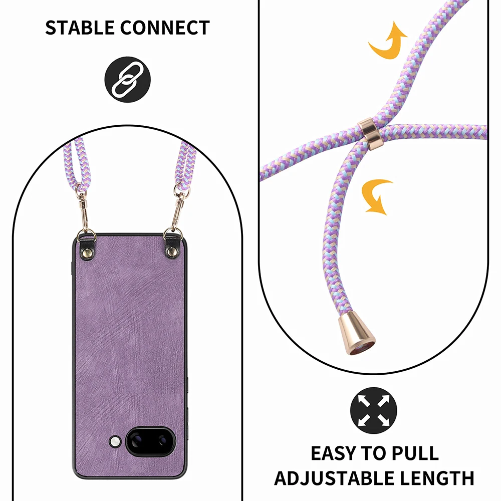 Crossbody Lanyard Matte Phone Case with Long Necklace Cord - Protective Back Cover