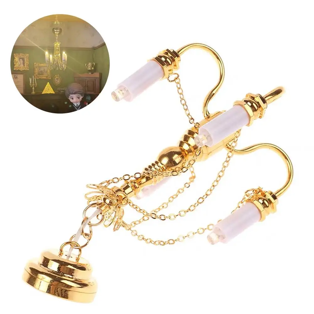 

1:12 куклы для кукольного домика House /OB11/ Mini Retro Small Lamp Mini 4 Decoration Gold Luxury люстра для дома Tiny C E4I1