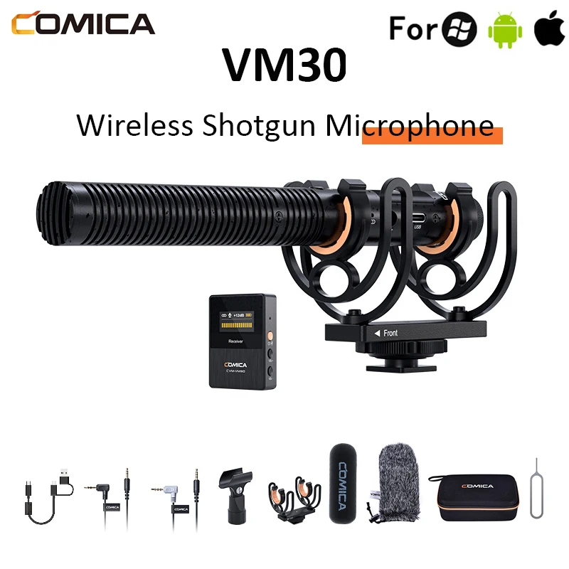 

Comica CVM-VM30 VM30 2.4G Wireless Condenser Microphone Supercardioid Shotgun Mic With Gain Control&100m Transmission for Camera