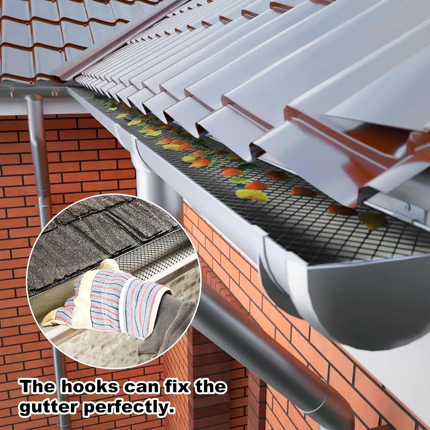 2 Packs Plastic Gutter Guards Mesh, Gutter Leaf, Twig, Branch Filter with Clips for Easy DIY Installation Leaf Protector