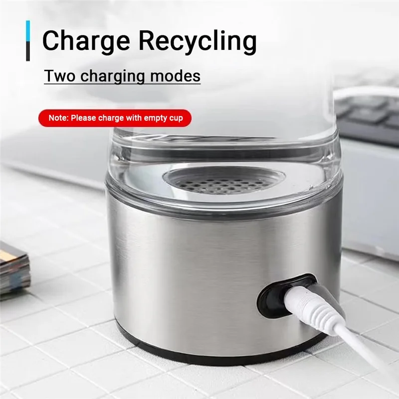Advanced Hydrogen Water Bottle , Portable Rechargeable Water Ionizer Machine With SPE Technology, For Home,Office&Travel Silver