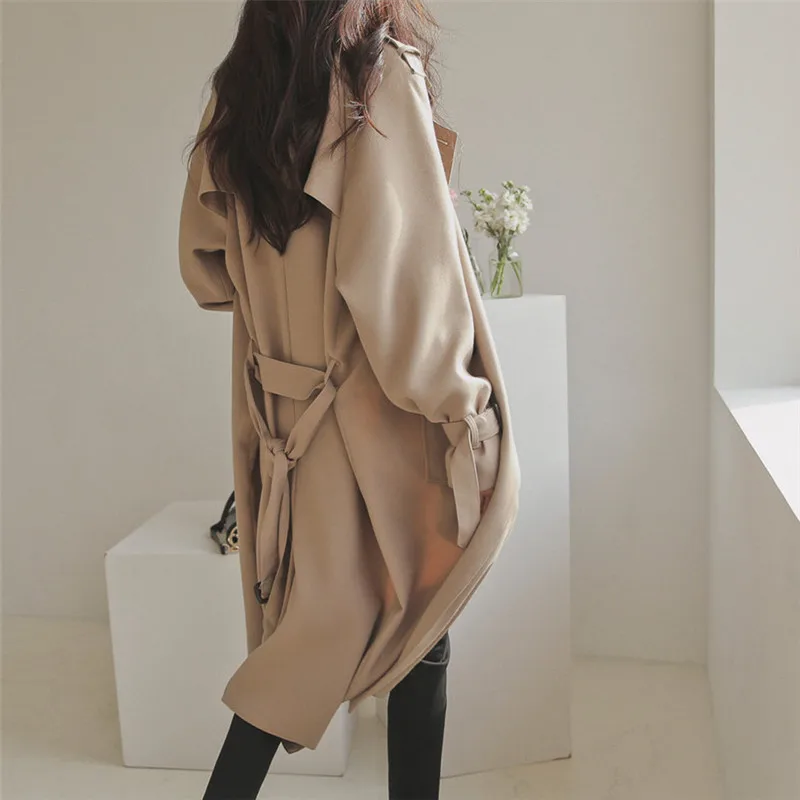 long puffer Ailegogo New Autumn Winter Women Double Breasted Long Trench Coat with Belt Casual Female Khaki Fashion Windbreaker Outwear woolrich parka