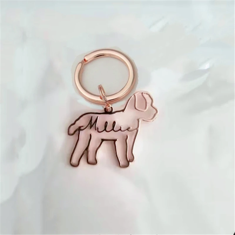 Customied Dog Keychain With Name Personalized Jewelry For Women Animal Pet Lovers Memorial Gift Cat Breed Silhouette Nameplate