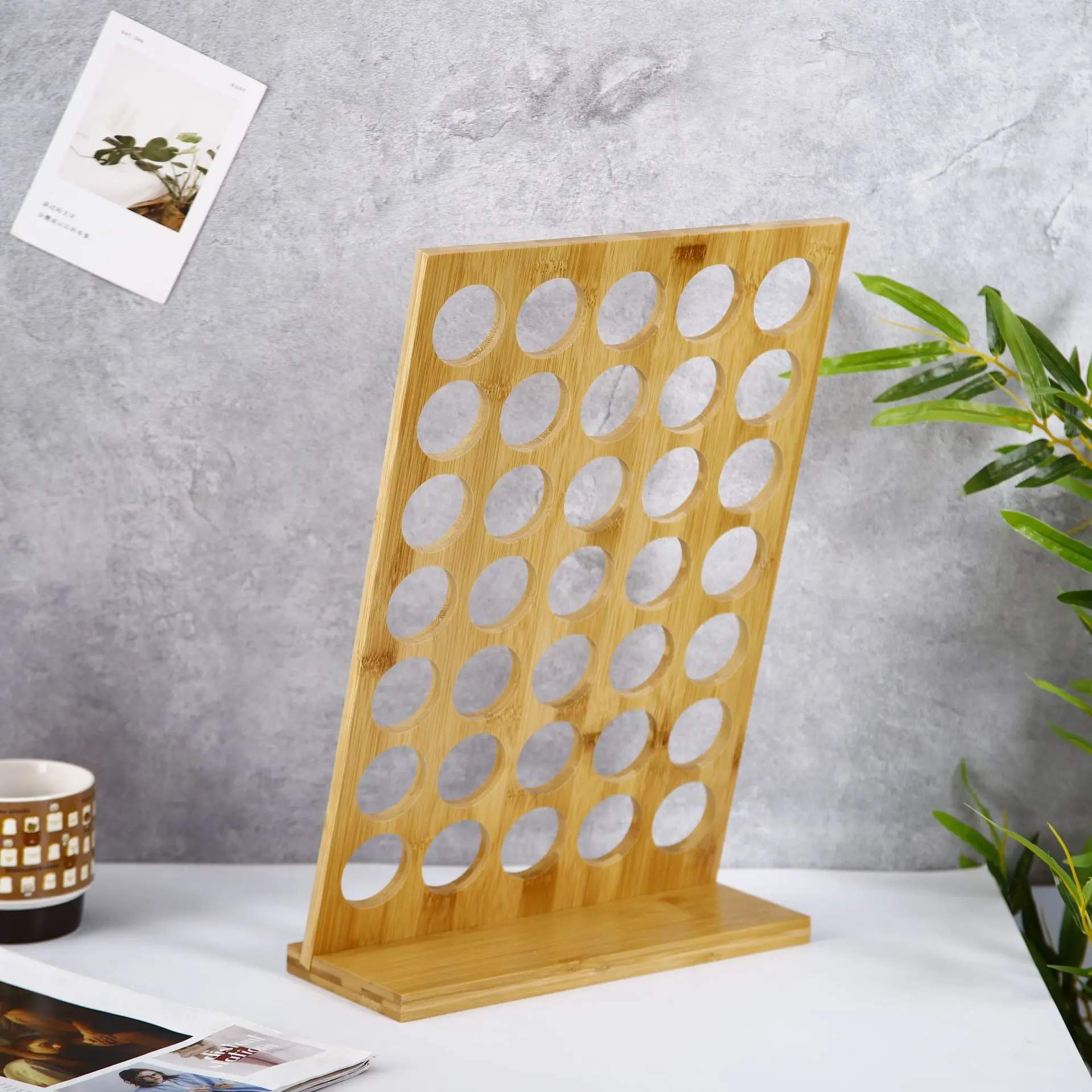 Bamboo Coffee Capsule Holder Stand Coffee Accessories 35 Pods Coffee Pod  Holder Storage Organizer Shelves Rack