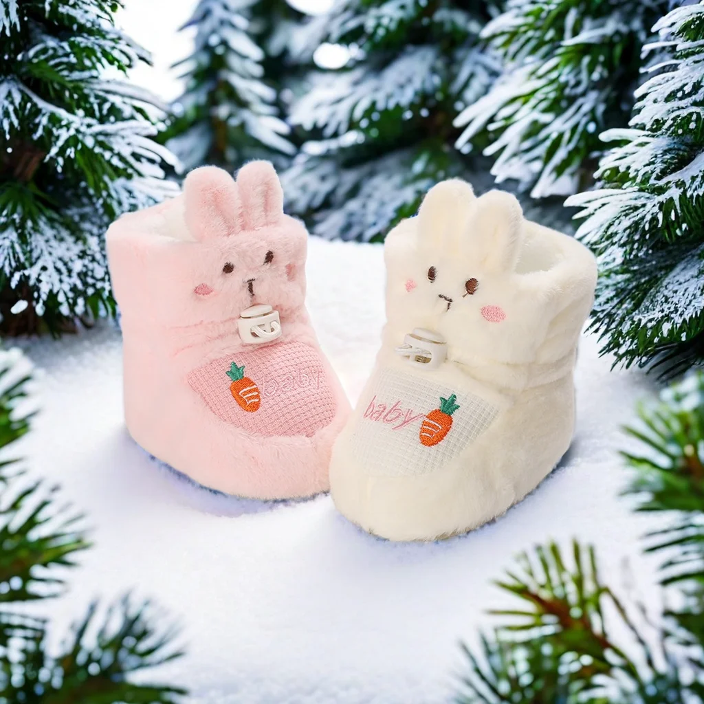 Winter newborn baby cotton shoes cute cartoon boys and girls first step thick snow boots soft and warm casual walking shoes 1