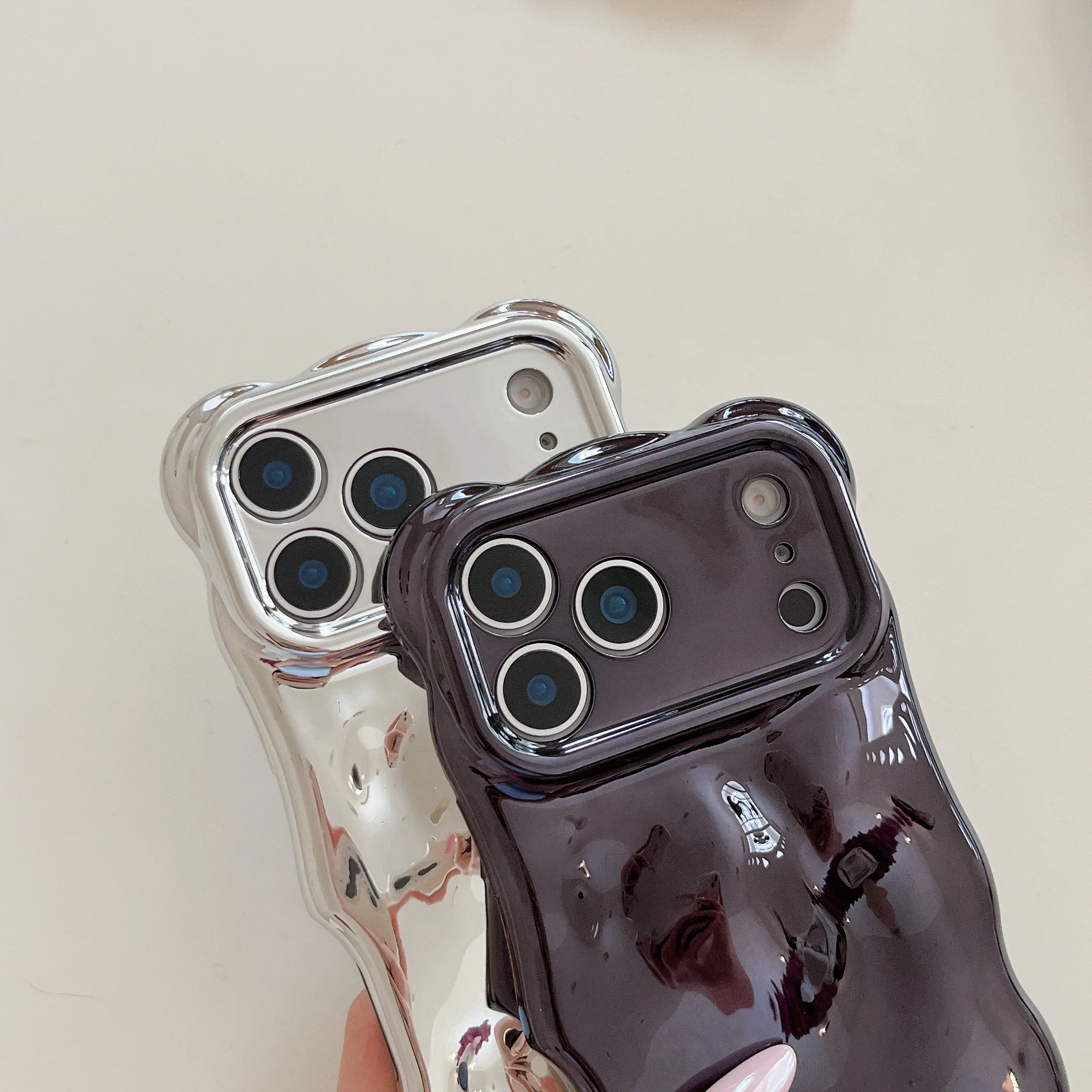 Glitter Glossy 3D Meteorite Wavy Plating Soft Case with Bubble Camera Protection