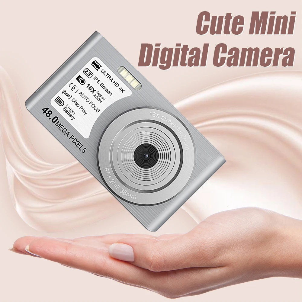 

Small Digital Camera 4K 2.8" IPS Screen 16X Zoom Auto Focus Face Detection Self-Timer Vlog Camera 48MP For Kids AF Photography