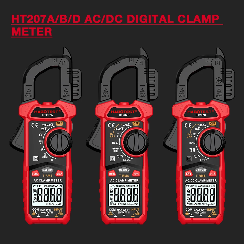 휴대용 디지털 클램프 계량기 멀티 미터, AC DC 전압 전류 전압계, 다이오드 저항, 다중 클램프 계량기, 4000 카운트
