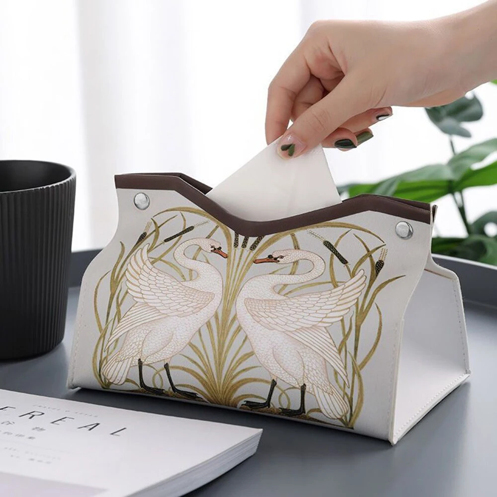Elegant Floral PU Leather Tissue Box
