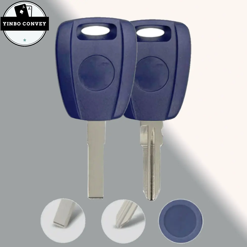 YINBO For Fiat Key Shell Blue Blank Shell For Fiat 500 Ducato Transponder Key Uncut SIP22/GT15R Blade