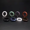 Simple Healing Crystal Band Rings Natural Stone Quartz Agates Jaspers Dainty Finger Solid Ring Women Fashion Minimalist Jewelry 2