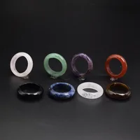 Simple Healing Crystal Band Rings Natural Stone Quartz Agates Jaspers Dainty Finger Solid Ring Women Fashion Minimalist Jewelry 2