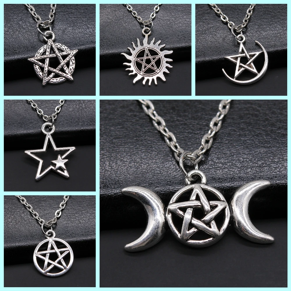Hot Fashion Vintage Pentagram Star Statement Pendant Necklace For Women Jewelry - Image 3