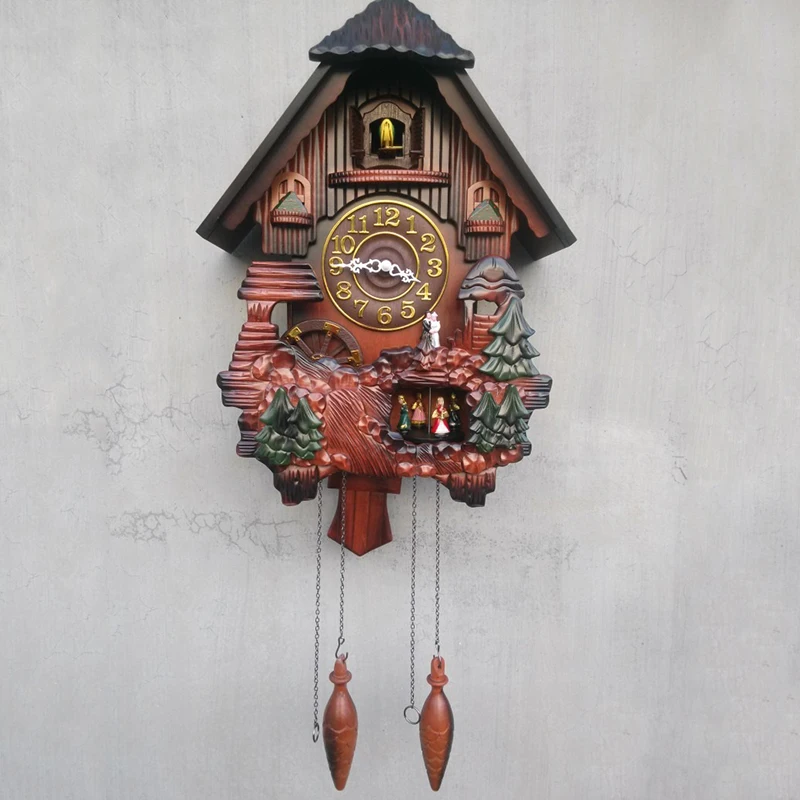 VintageDigitalClockMovementMultiFunctionWithMusicRotatingClocksQuartzBirdBox