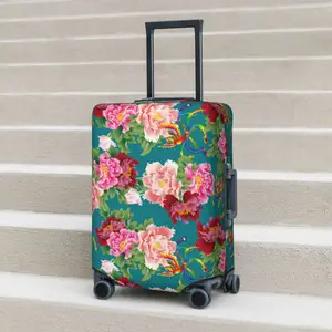 Botanical Flower Suitcase Cover Boho Travel Protection Vacation Strectch Luggage Case