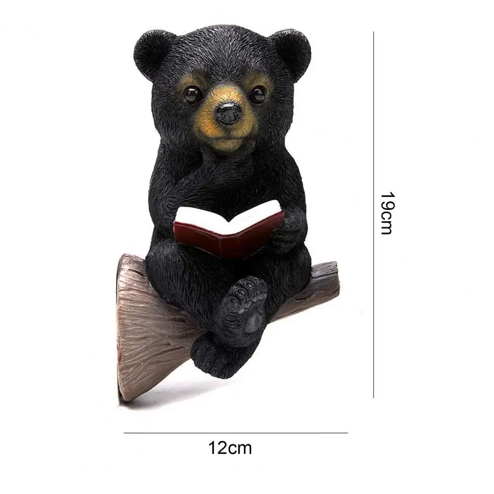 

Compact Bear Ornament Mini Bear Reading Book Animal Statue Waterproof Easy to Install Resin Animal Figurine Porch Ornament