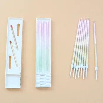 8 Pcs Long Christening Pillar Colored Candles Guest Gift Birthday Sparkles Candles For Wedding Tables And Holders Candle  ﻿