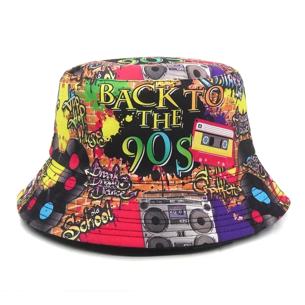 Bucket Hat Fashion Print 90's Panama Female Vintage Fisherman Unisex sun hats fisherman hat denim bucket hats sunscreen hats bucket hats sun hat