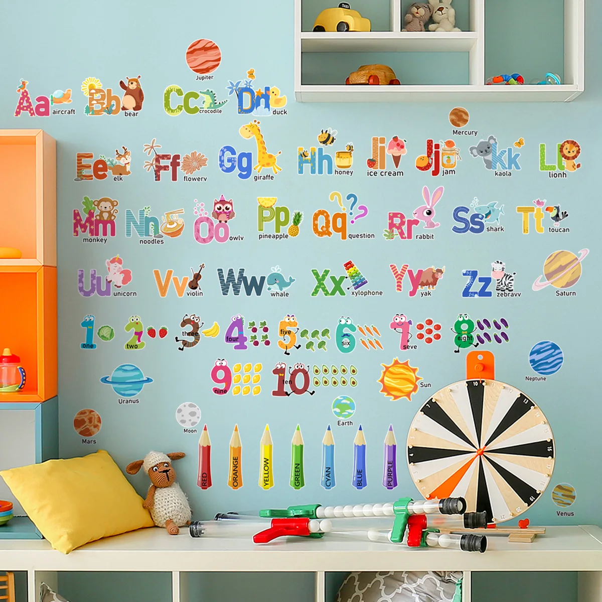 Alphabet Wall Decals Removable Animal Abc Wall Stickers For Kids Nursery  Room De
