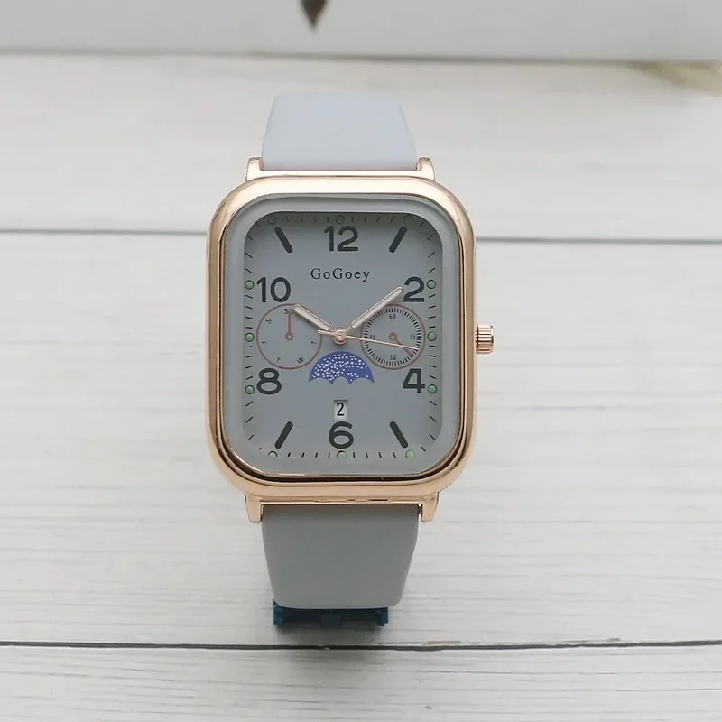 Famous Brand Women Calendar Watch Rectangular Luminous Ladies Quartz Watches Silicone Strap Wristwatch Relojes Para Mujer 3