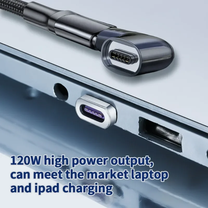자석식 120W USB C to Type C 어댑터 고속 충전 마그네틱 컨버터 (직각) 휴대폰, 태블릿, 아이패드, 노트북용 USB 컨버터