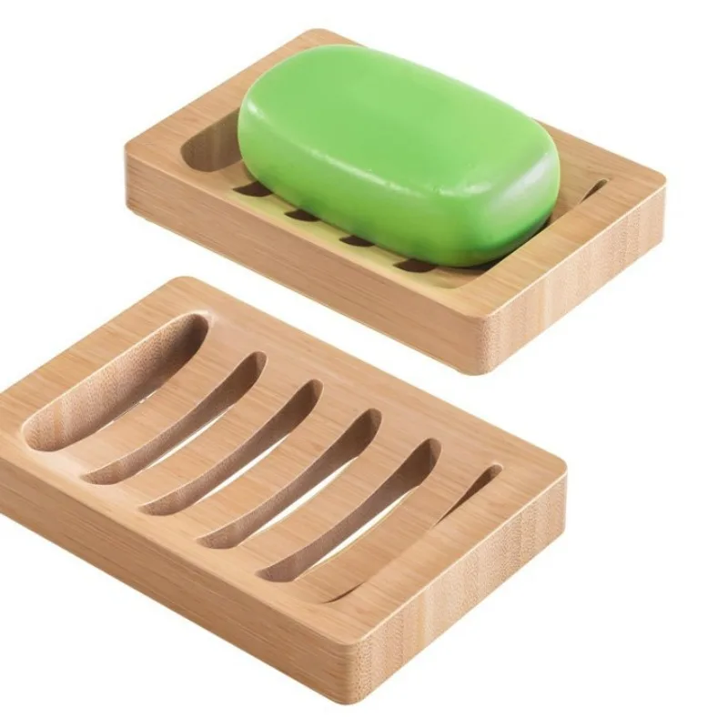 Rustic Elegant Bamboo Soap Dish Set with Self-Draining Tray