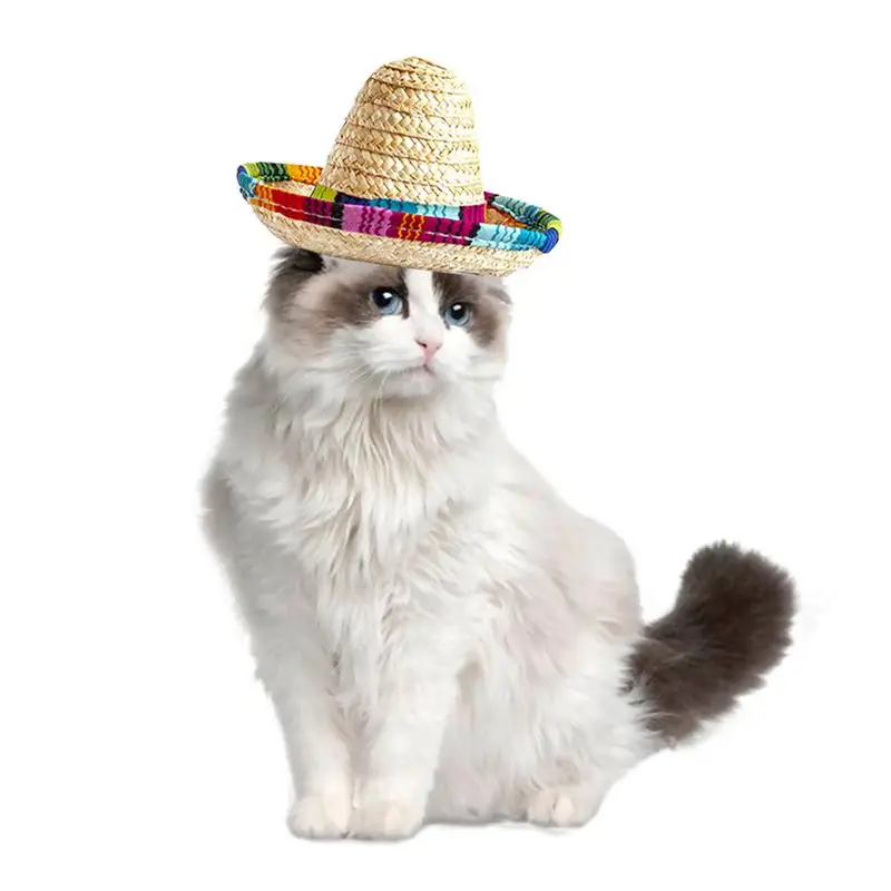 

Mexican Dog Straw Hat Mini Mexican Pet Straw Hat Designed With Natural Fabrics And Straw Pet Hat For De Mayo Small Pets Cats