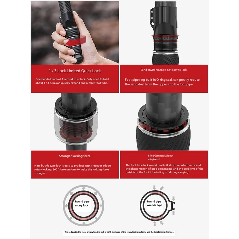 FALCAM 4301 R141K-320P/T00A4302 R141K-A130 Treppiede TreeRoot Quickloc in Fibra di Carbonio Portatile Professionale per Fotografia - immagine 5