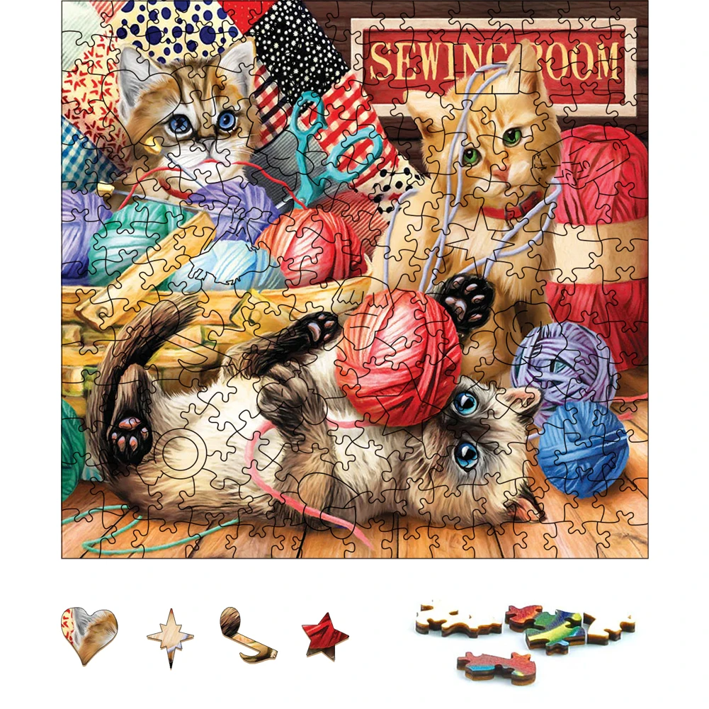 3D пазлы, деревянные котята