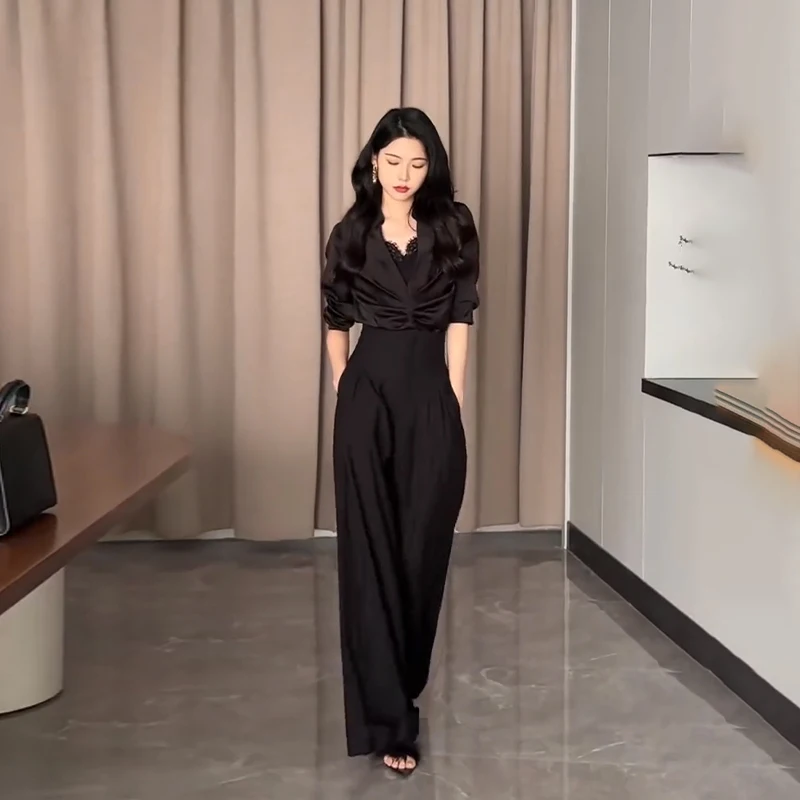 2024 Ultra High Waist Wide Leg Pants Straight Drooping Spring and Summer All-Match Trousers Thick Suit Pants Mop Pants 4