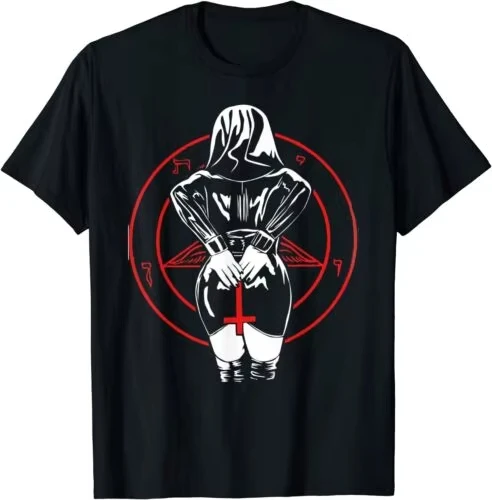 Mode Bad Nun Sexy Satan Kult Männer Frauen Cooles Geschenk T-Shirt Retro Streetwear Hochwertiges Rundhals-Kurzarm-Herren-T-Shirt