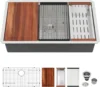 Logmey 33 Inch Undermount Kitchen Sink - 33x19 In Workstation Kitchen Sink Ledge Deep Single Bowl 16 Gauge Stainless Steel Under 1