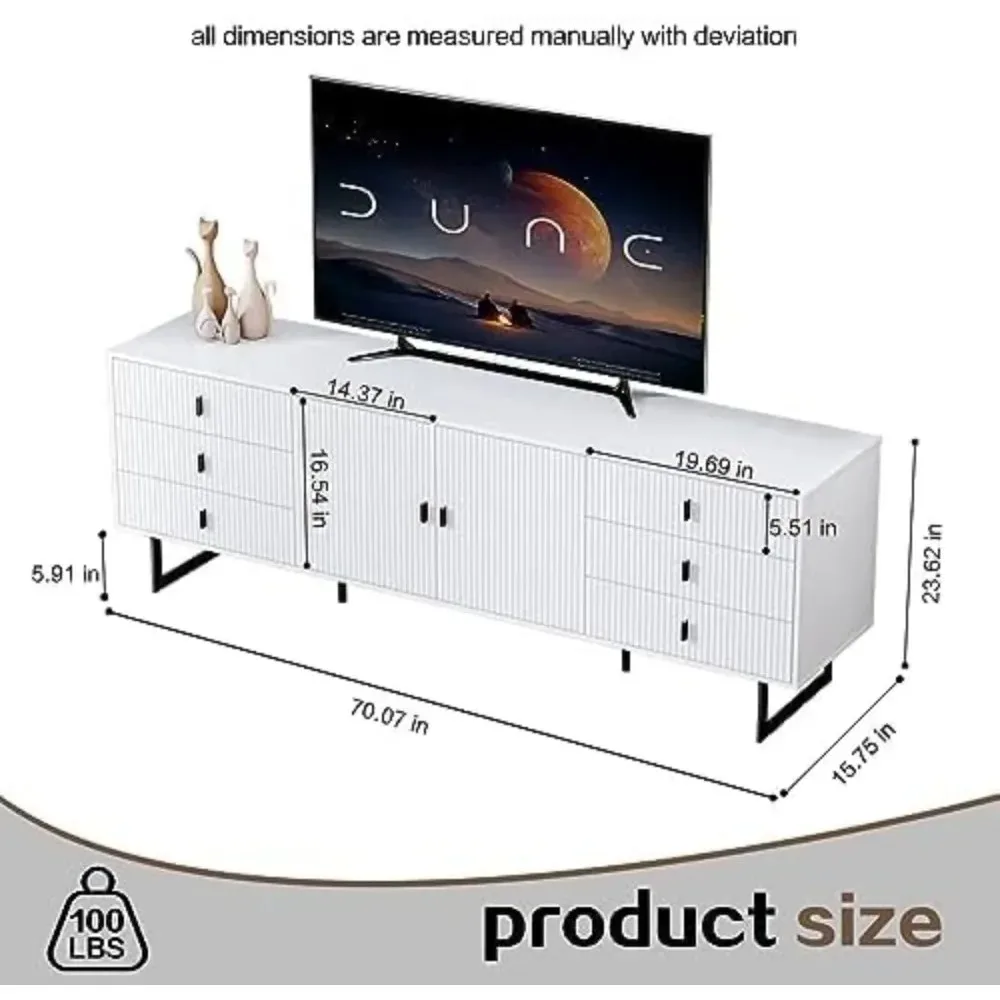 TV Stand for 50+ Inch TV, Modern Living Room Entertainment Center with Storage Cabinets,TV Table, Media Console with Ajustable 2