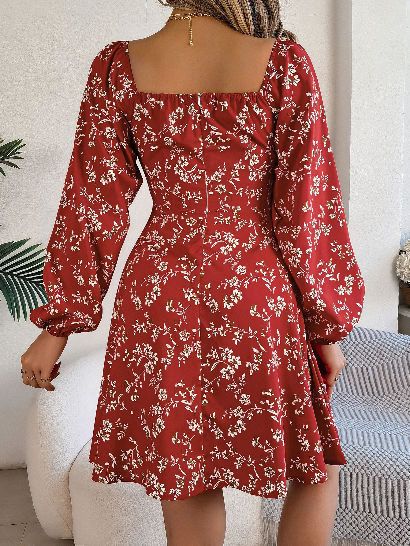Women Flower Print Vacation Dress
