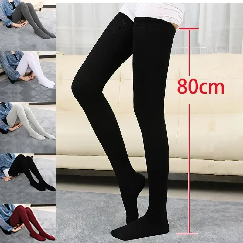 NEW Knee Socks Women Cotton Thigh High Over The Knee Stockings for Ladies Girls 2025 Warm 80cm Super Long Stocking Sexy Medias