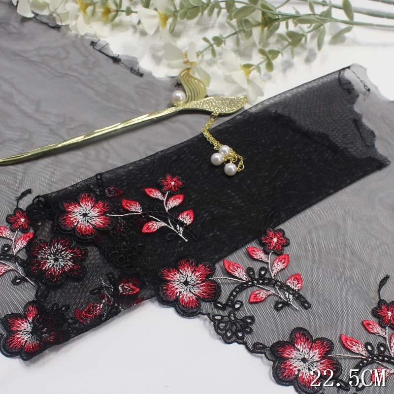 

41Yards Lace Fabric Clothes DIY Needle Work High Quality Black Mesh Lace Trim Sewing Accessories Embroidery Lace For Crafts