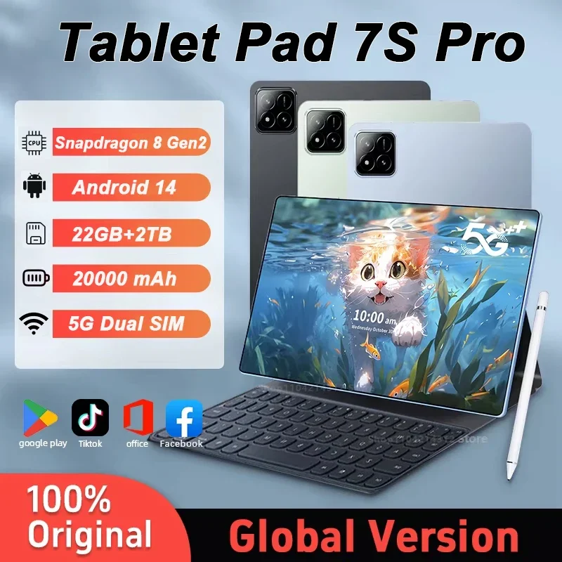 新型オリジナル2025 Pad 7S Pro グローバル版タブレット Android 14