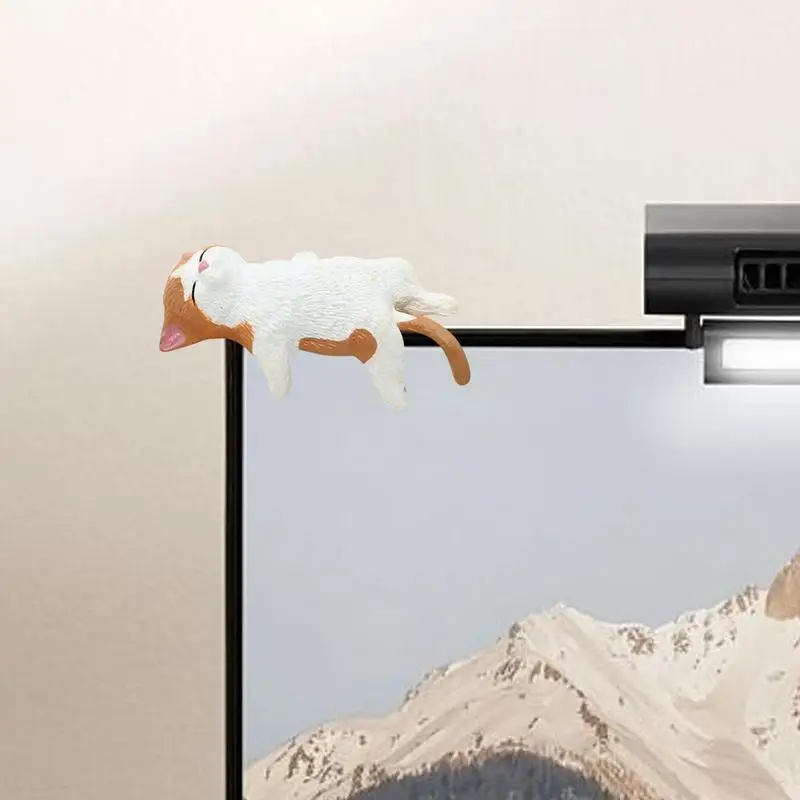 Miniature Cat Figurines Small Animal Cat Figurines Cute Cat Figurine Computer Monitor Decor Animal Cat Figurines for Home Desk - 4