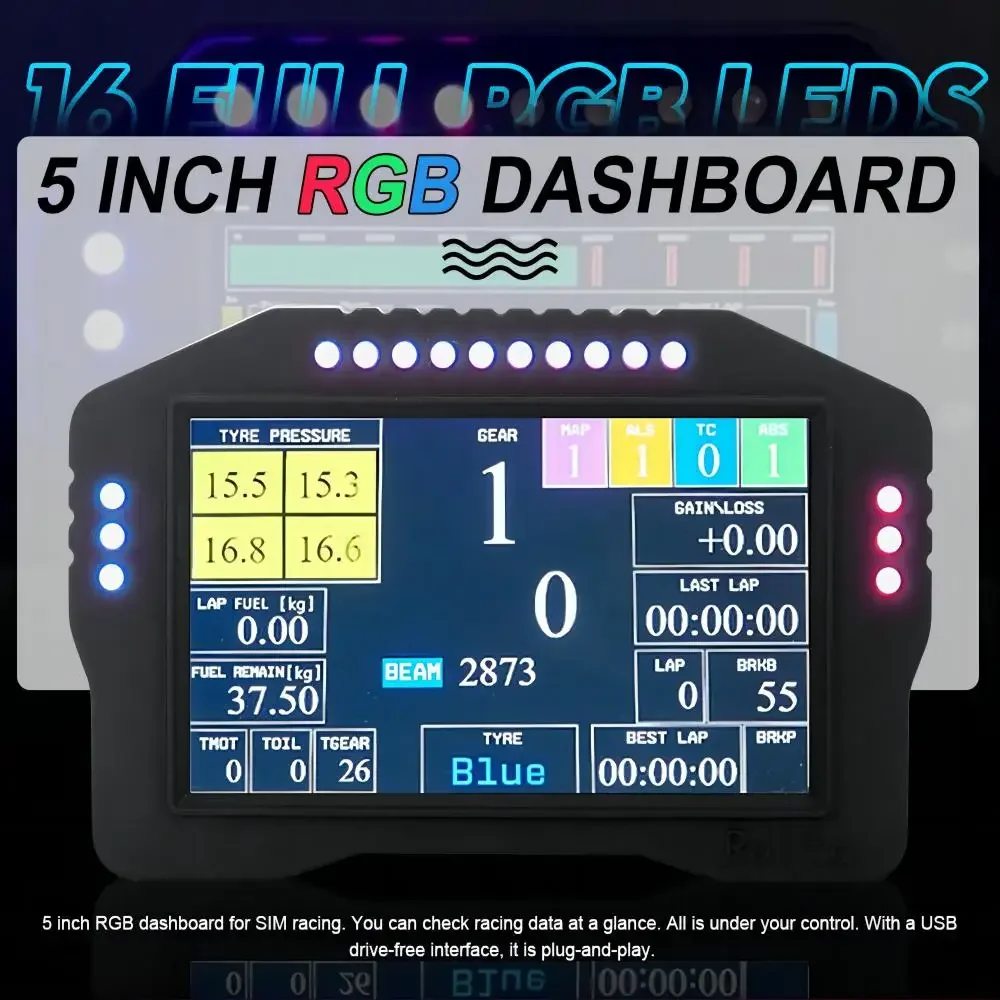 Сим-карта для гонок на приборной панели 5 дюймов 16rgb дисплей скорости автомобиля симулятор колесный инструмент рулевое колесо и педаль для ПК