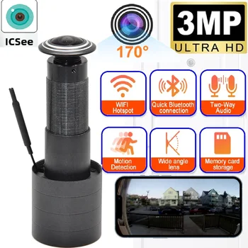 HD WiFi Doorbell Door Viewers Video Camera Peephole Wide-angle Human Detection Two-Way Audio 3MP Video-eye Wireless Cat-eye Cam 1