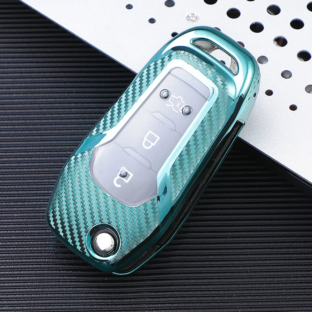 

TPU Carbon Fiber Full Covered Case Car Flip Key Fob Case Cover For 2021-2021 For Ford For Bronco Automobile Interior Accessories