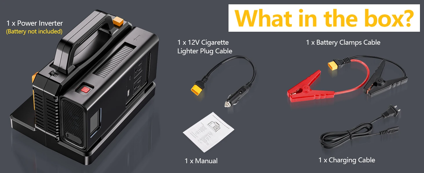 Portable Pure Sine Wave Power Inverter Battery Charger 2 in 1 for DeWalt 20V Bat