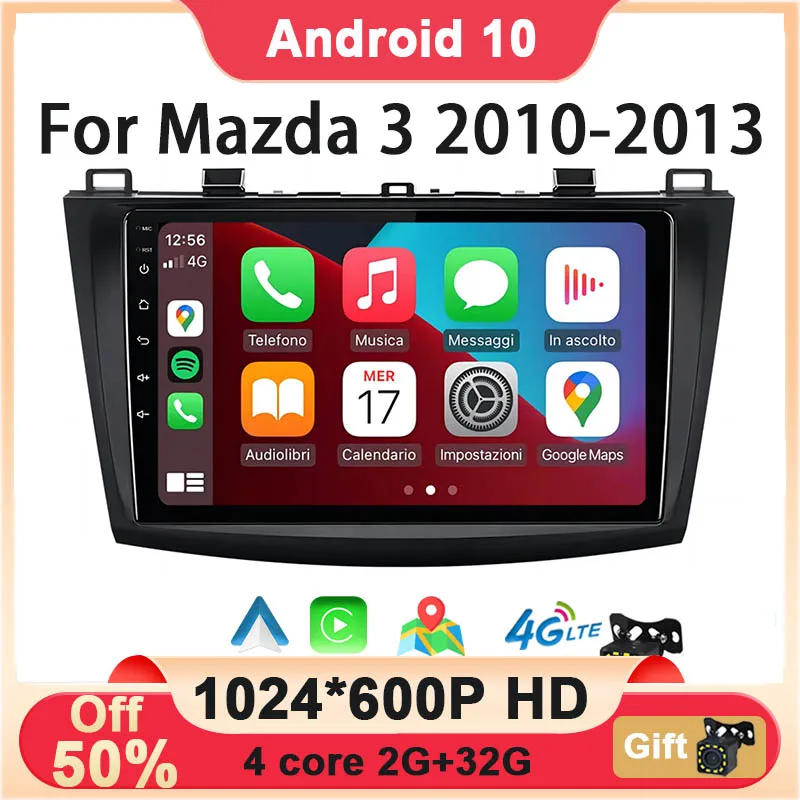 

50% off sale Android 10 Multimedia Video Player for Mazda 3 2009 - 2013 Car Radio GPS Navigation Carplay Auto DVD Head Unit 2Din